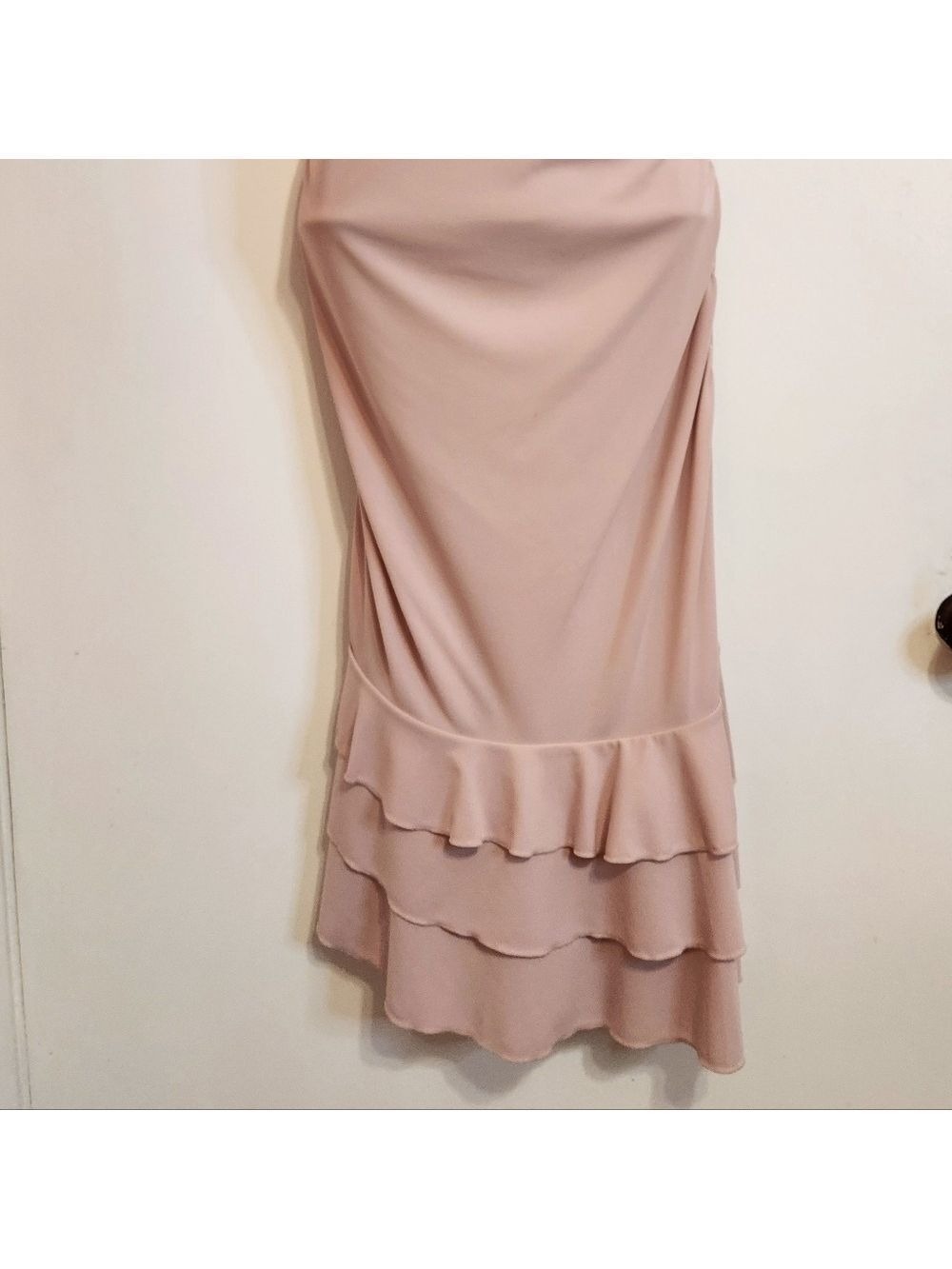 Express Pink Strapless Shirred Ruffle Bodycon Knit Dress Size 14 - Picture 4 of 10